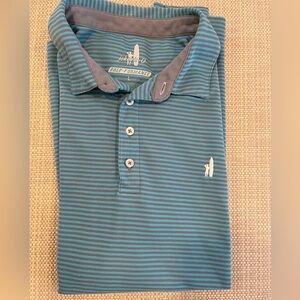 Johnnie O large golf polo collared shirt. Blue gray stripped